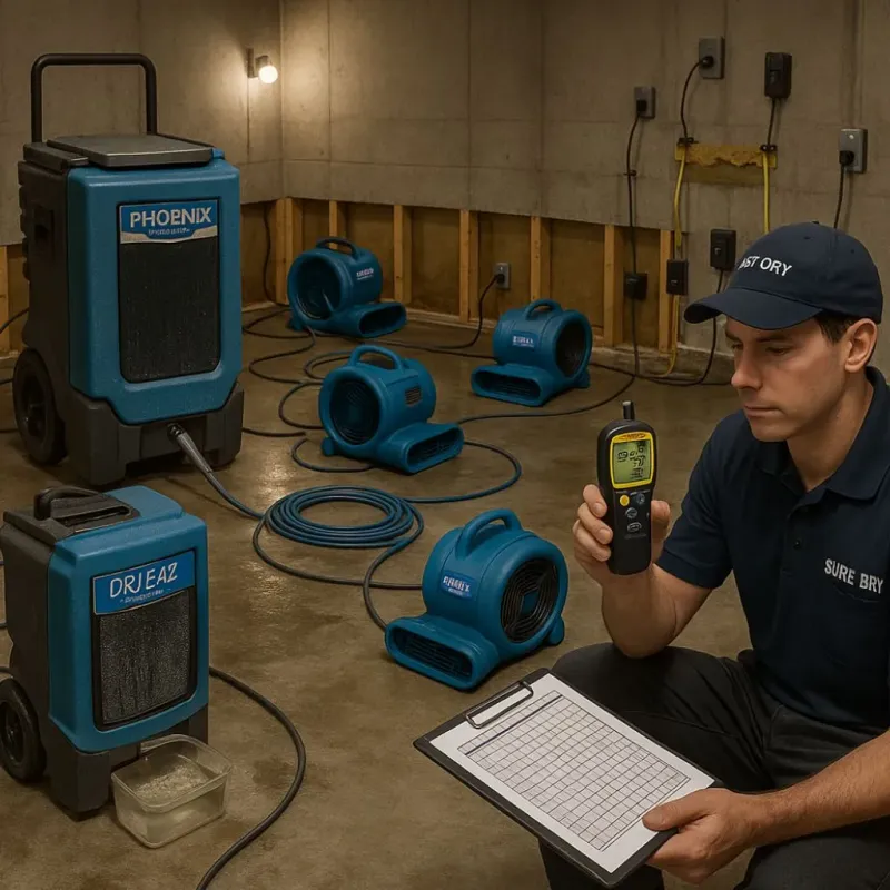Structural Drying and Dehumidification process in Guadalupe, CA